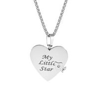 Oidea Collana con ciondolo a forma di libro a forma di cuore: libro apribile, con 6 pagine dell'amore incise, idea regalo, Misura unica, Metallo, Nessuna pietra preziosa