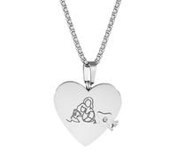 Oidea Collana con ciondolo a forma di libro a forma di cuore: libro apribile, con 6 pagine dell'amore incise, idea regalo, Misura unica, Metallo, Nessuna pietra preziosa
