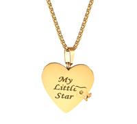 Oidea Collana con ciondolo a forma di libro a forma di cuore: libro apribile, con 6 pagine dell'amore incise, idea regalo, Misura unica, Metallo, Nessuna pietra preziosa