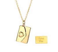 OIDEA Collana con lettera d'amore da donna: medaglione in acciaio inossidabile con messaggio segreto "I Love You", regalo di Natale per lei, Acciaio inossidabile, Nessuna pietra preziosa
