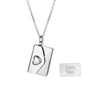 OIDEA Collana con lettera d'amore da donna: medaglione in acciaio inossidabile con messaggio segreto "I Love You", regalo di Natale per lei, Acciaio inossidabile, Nessuna pietra preziosa