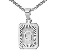 OIDEA Collana con Pendente a Lettera Iniziale A-Z Collana con Lettera maiuscola da Donna da Uomo, Placcato in Argento, Catena a Scatola in Acciaio Inossidabile da 22 Pollici