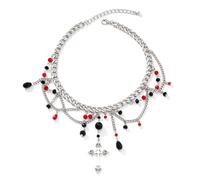 OIDEA Collana Croce Donna Multistrata: Ciondolo a Goccia Choker in Acciaio Inox con Perle di Vetro e Acrilico - Stile Gotico Vintage Punk per Halloween Compleanni Regali Stile A