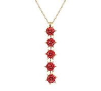 Oidea Collana da donna: collana con ciondolo a forma di rosa rossa con zirconia cubica dorata, collana con ciondolo a forma di fiore per promessa d'amore eterna, regalo per San Valentino, compleanno