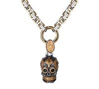 OIDEA Collana da uomo a maglia bizantina con teschio: gotica Madonna croce 24 pollici catena bizantina in acciaio inox con ciondolo a forma di teschio vichingo punk gioielli per uomini fidanzati
