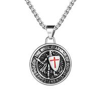 Oidea Collana da uomo con ciondolo San Michele Arcangelo, in acciaio inossidabile, amuleto di protezione religiosa cattolica, gioiello regalo per uomini e donne, Acciaio inossidabile