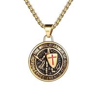 OIDEA Collana da uomo da uomo: collana con ciondolo di San Michele medaglia di arcangelo amuleto protettore del santo modello gioielli regalo - per uso quotidiano regali, 3.5cm, Acciaio inossidabile
