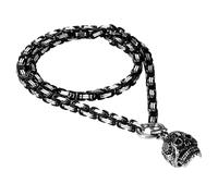 OIDEA Collana da uomo in acciaio inossidabile: collana con teschio, Vergine, Maria, croce, gioielli con catena bizantina, lunghezza della catena, 61 cm, regalo per uomo, compleanno e festa del papà