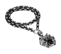 OIDEA Collana Ragno Uomo Donna: Ciondolo Croce Halloween Imitazione Agata Nera Hiphop Punk Catena Gotica Bizantina Pesante 60cm - Regalo Halloween Natale Costumi
