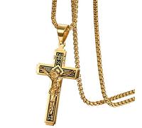 OIDEA Collana Uomo Catena Acciaio Inossidabile Pendente Croce Gesu` Oro