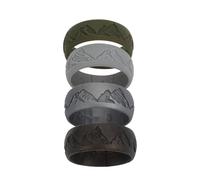 Oidea Fedi nuziali da uomo in silicone: design ergonomico traspirante con arco interno, in gomma, motivo montagna, 4 colori, larghezza 8,5 mm, spessore 2,1 mm, Silicone, Nessuna pietra preziosa