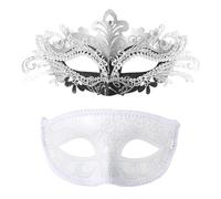 OIDEA Maschera da ballo mascherata coppia: mezze maschere d'oro con strass e rilievo - Elegante set veneziano per sera e Halloween, regalo per lui e lei