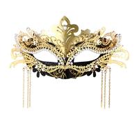 Oidea Maschera in maschera da donna: elegante maschera veneziana in metallo con strass Fenice con nappa, per Halloween, martedì grasso, ballo di fine anno, cosplay, feste in maschera, colore: oro