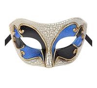 Oidea Maschera in maschera da uomo: stile retrò veneziano incrinato mezza maschera per ballo in maschera maschera Mardi Gras Halloween costume fantasma dell'opera festa di ballo mascherine blu