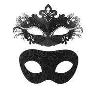 OIDEA Maschera nera coppia glitterata: 2 maschere da ballo eleganti con strass misteriosi per sera e Halloween, regalo per lui e lei