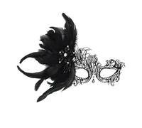 OIDEA Maschera per piume in metallo da donna: maschera veneziana nera antica con strass per ballo, carnevale, serata, accessorio per costume da adulto elegante e misterioso, regalo (Natale e