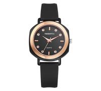 Oidea Orologi in silicone da donna: semplice quadrante rotondo casual impermeabile sport analogico al quarzo orologio da polso per donne signore, Cinturino in silicone nero