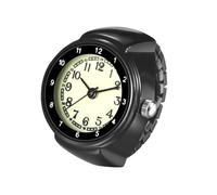 Oidea Orologio ad anello per uomo e donna: cinturino elastico in acciaio inox, quadrante semplice, orologio al quarzo, Nero