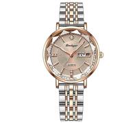 OIDEA Orologio analogico rotondo da donna: orologio al quarzo formale resistente all'acqua oro rosa per la signora data cinturino in acciaio inox estraibile scala bar - per il tempo libero affari