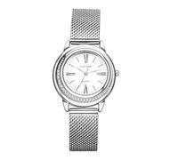 OIDEA Orologio analogico rotondo da donna: orologio da polso al quarzo semplice vintage scala dei numeri romani, cinturino in rete in acciaio inox, regalo, bianco, Bracciale