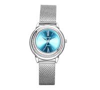 OIDEA Orologio analogico rotondo da donna: orologio da polso al quarzo semplice vintage scala dei numeri romani, cinturino in rete in acciaio inox, regalo, blu, Bracciale