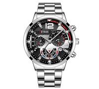 OIDEA Orologio analogico rotondo uomo: orologi al quarzo calendario per uomo quadrante grande decorativo a tre occhi puntatore luminoso cinturino in lega rimovibile - per il tempo libero affari regali