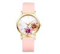 OIDEA Orologio da donna con cinturino in silicone: stile pastorale con fiori, quadrante rotondo, analogico, al quarzo, stile casual, Rosa 2