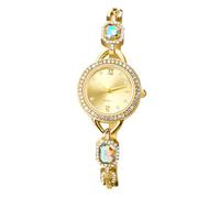 Oidea Orologio da donna in oro con diamanti sintetici: elegante quadrante rotondo analogico al quarzo orologio da polso per donne con zirconia cubica decorazione business casual orologio da donna