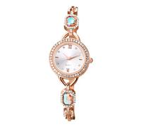 Oidea Orologio da donna in oro con diamanti sintetici: elegante quadrante rotondo analogico al quarzo orologio da polso per donne con zirconia cubica decorazione business casual orologio da donna