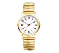 Oidea Orologio da infermiere con cinturino elastico per medici: 12/24 ore di tempo militare facile da leggere, quadrante analogico di seconda mano, Oro, Bracciale