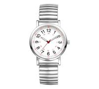 OIDEA Orologio da infermiere con cinturino elastico per medici: 12/24 ore di tempo militare facile da leggere, quadrante analogico di seconda mano, Argento