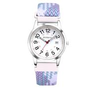 Oidea Orologio da infermiere elastico intrecciato per medici: 12/24 ore di ora militare, quadrante facile da leggere, orologio analogico al quarzo di seconda mano, Bianco blu