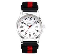 Oidea Orologio da infermiere elastico intrecciato per medici: 12/24 ore di tempo militare facile da leggere quadrante analogico seconda mano orologio da polso, Nero e rosso