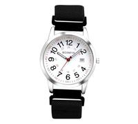 Oidea Orologio da infermiere elastico intrecciato per medici: orologio analogico da 12/24 ore di tempo militare facile da leggere quadrante di seconda mano, Nero