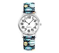 OIDEA Orologio da polso da donna con cinturino elastico e cinturino elastico, motivo floreale, quadrante grande, grande numero, facile lettore, analogico, al quarzo, cinturino elasticizzato, stile
