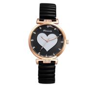 OIDEA - Orologio da polso da donna con cuore, elastico, nero, rosa, bianco, marrone, al quarzo, analogico, cinturino in acciaio inox, pietre scintillanti, elegante, regalo per le donne, vita