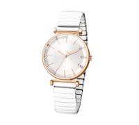 OIDEA Orologio da polso da donna elastico in acciaio inossidabile: cinturino in acciaio bianco, facile da leggere con pietre scintillanti e quadrante delle ore, elegante regalo per le donne