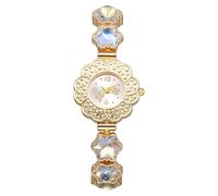 Oidea Orologio da polso da donna: elegante orologio da polso analogico al quarzo con quadrante floreale, lussuoso, colorato, decorazione con cristalli, cinturino da festa da donna, braccialetto regalo