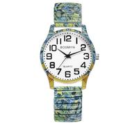 Oidea Orologio da polso da donna: orologio da polso analogico al quarzo con cinturino elastico bohemien iris con numeri arabi, facile da leggere, orologio casual da donna, Fiore di Iris Boem