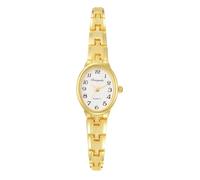 Oidea Orologio da polso da donna, piccolo, ovale, elegante, vintage, con numeri arabi, analogico, al quarzo, da donna, alla moda, Cinturino Oro - Quadrante Bianco