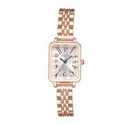 Oidea Orologio da polso da donna quadrato, con numeri arabi, facile lettore, analogico, al quarzo, per donne, casual, da lavoro, da donna, Oro rosa