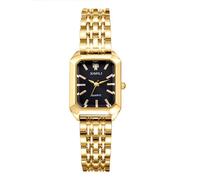 Oidea Orologio da polso da donna quadrato in oro con quadrante romano, elegante, rettangolare, al quarzo, analogico, per lavoro, casual, Goldblack