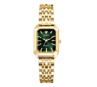 Oidea Orologio da polso da donna quadrato in oro con quadrante romano, elegante, rettangolare, al quarzo, analogico, per lavoro, casual, Goldgreen