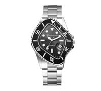 OIDEA Orologio da polso da uomo calendario: cinturino nero analogico al quarzo in acciaio inox con quadrante digitale uomini amico fratello padre, Bracciale