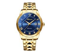 OIDEA Orologio da polso da uomo in oro con data: orologio al quarzo da uomo con calendario, lancette luminose, classico, cinturino in acciaio inox, elegante regalo per uomini, amici, papà, fratello