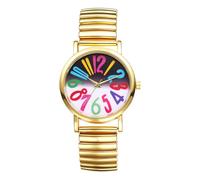 OIDEA Orologio da polso elastico da donna: orologio da polso al quarzo analogico scatola rotonda scala con grandi numeri arabi di colori chiari e facili da leggere in acciaio inossidabile - per regalo