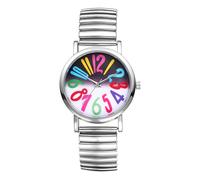 OIDEA Orologio da polso elastico da donna: orologio da polso al quarzo analogico scatola rotonda scala con grandi numeri arabi di colori chiari e facili da leggere in acciaio inossidabile - per regalo