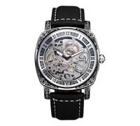 OIDEA Orologio Meccanico Uomo Vintage: Movimento Meccanico Automatico da 36 Ore Cinturino in Pelle Quadrante Analogico Numeri Romani - Regalo Aziendale Festa del Papà Impermeabile Colore 1