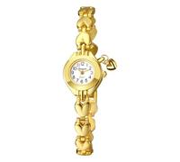 OIDEA Orologio rotondo analogico da donna: orologio da polso al quarzo in oro quadrante piccolo cinturino in scala numerica arabi in acciaio inox con ciondolo a forma di cuore - regalo, Stile 3