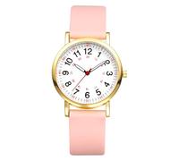 OIDEA Orologio rotondo analogico da donna: orologio da polso al quarzo per signora cinturino in silicone con scala numerica arabi chiaro facile da leggere - per affari regali, Rosa